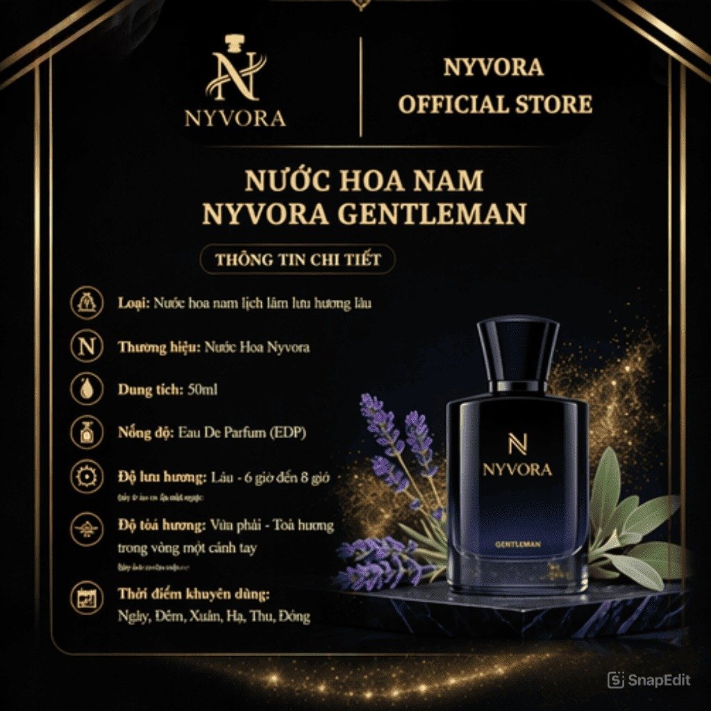 NƯỚC HOA NAM NYVORA GENTLEMAN - 50 ml - Ảnh 4